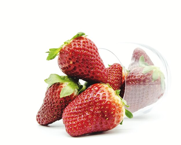 Close-up of strawberry against white background