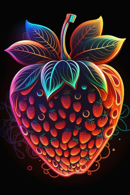 검은 배경 생성 인공 지능에 딸기 색 과일의 클로즈업