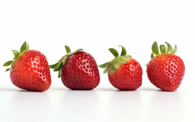 Photo a close up strawberry isolated on a white background organic natural berries ai generated