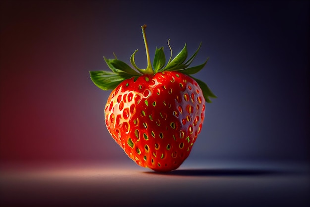 Close up of a strawberry on a table generative ai