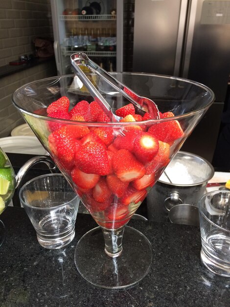 Close-up of strawberry in water