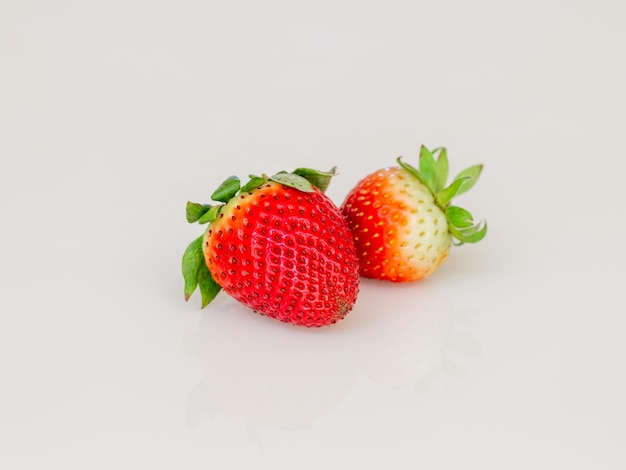 Close up of strawberry on the white background