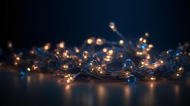 A close up of a string of christmas lights