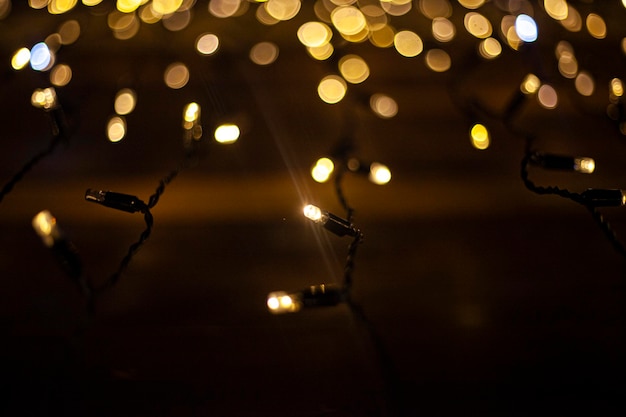close-up of string lights