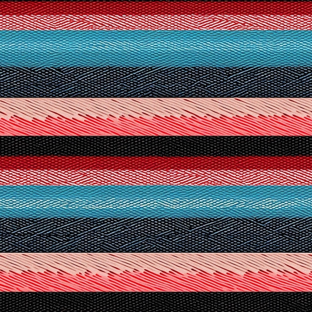 A close up of a striped fabric with a red and blue stripe generative ai