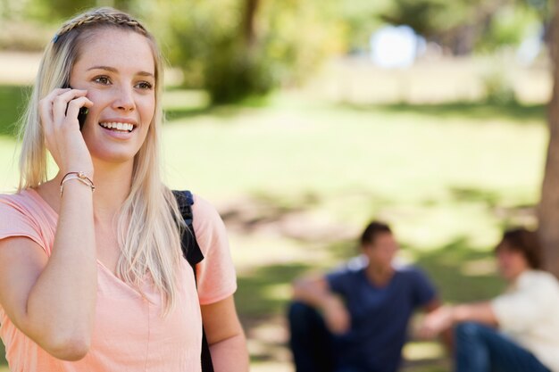 Close-up of a student on the phone