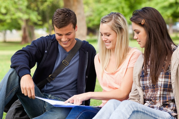 Close-up of students studying