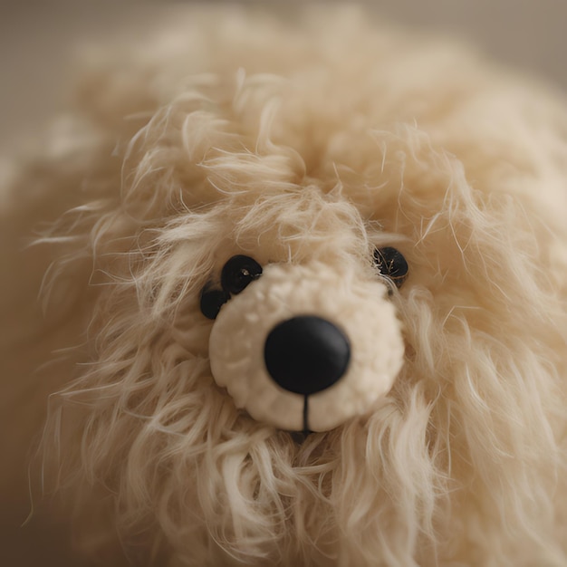 Photo a close up of a stuffed animal with a black nose and a black nose