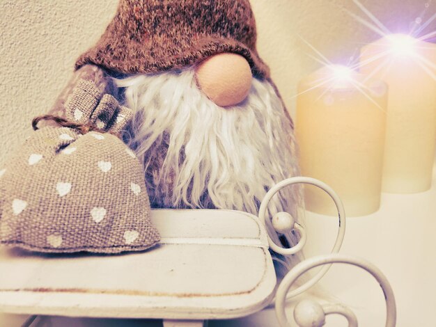 Photo close-up of stuffed toy on table at home