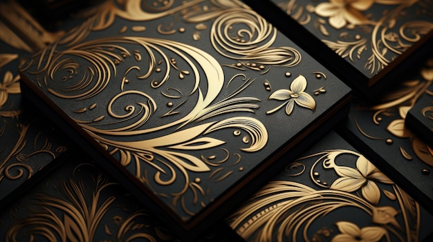 Photo close up of a stylish black and gold business card perfect for professional presentations