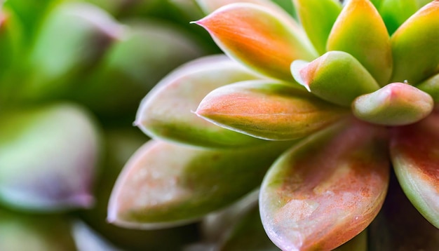 Close up of succulent plant in the garden green and orange nature background