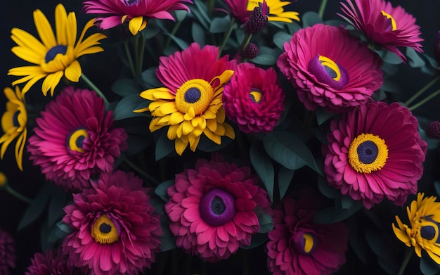 close up of summer colorful flowers