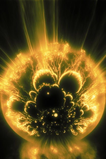 Close up of a sun on a black background generative ai