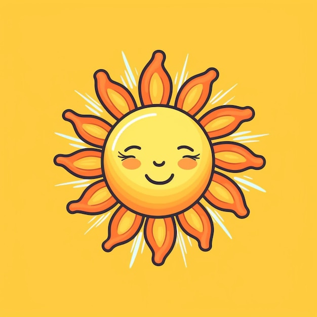 A close up of a sun with a smiley face on a yellow background generative ai