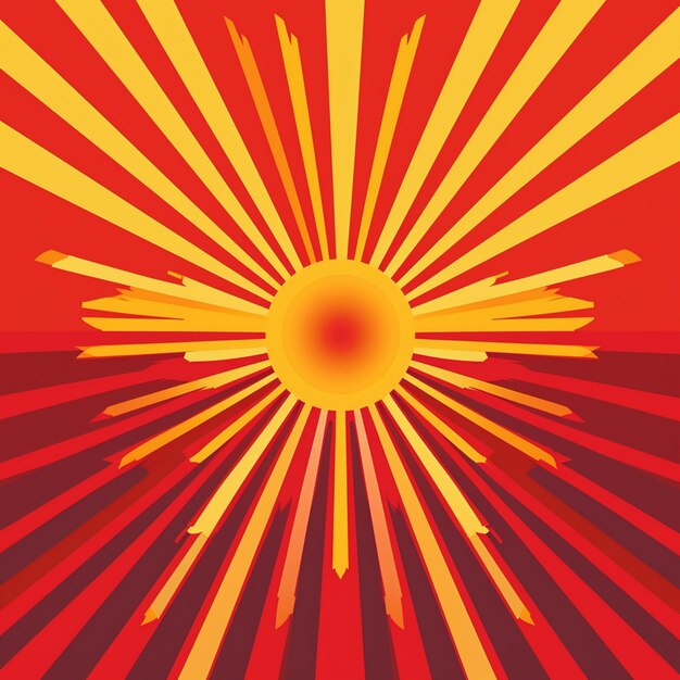 A close up of a sunburst with a red background generative ai