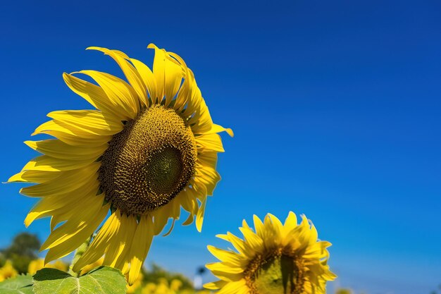 Close-up of sunflower against clear blue sky