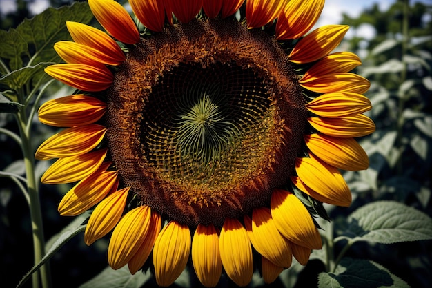 Photo a close up of a sunflower in a field