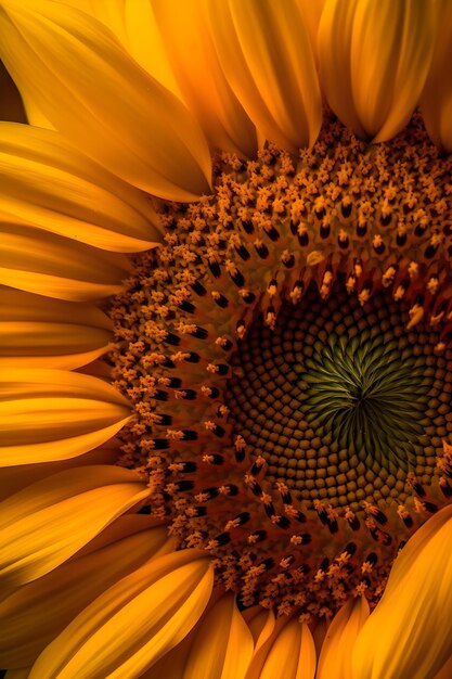 Photo a close up of a sunflower with the center of the flower