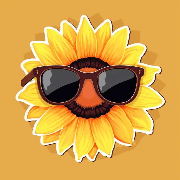 A close up of a sunflower with sunglasses on it generative ai