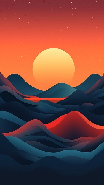 A close up of a sunset with a mountain range in the background generative ai