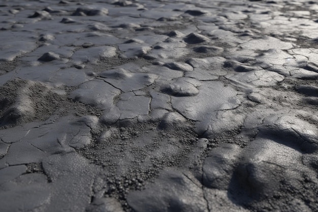 A close up of a surface with mud and water