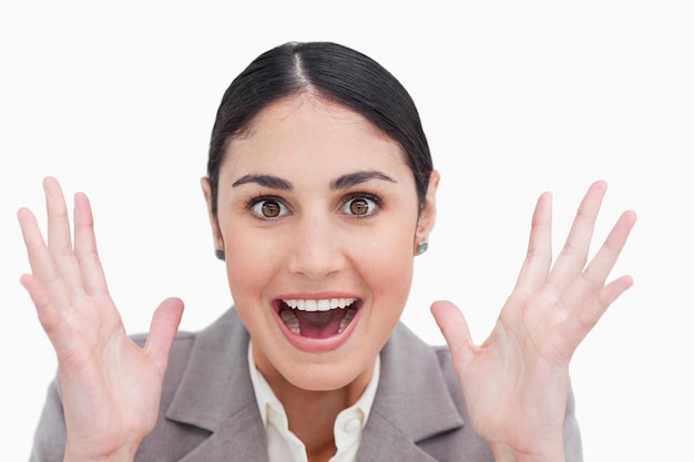 Close up of surprised businesswoman