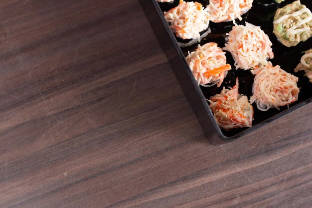 Close up of sushi japan food Freespace for texting