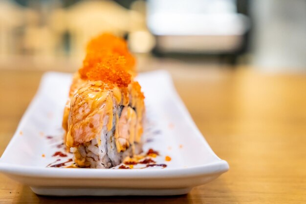 Close-up of sushi in plate on table