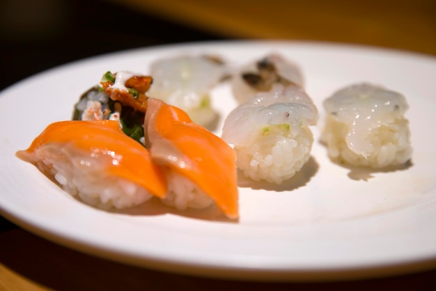 Close-up of sushi in plate