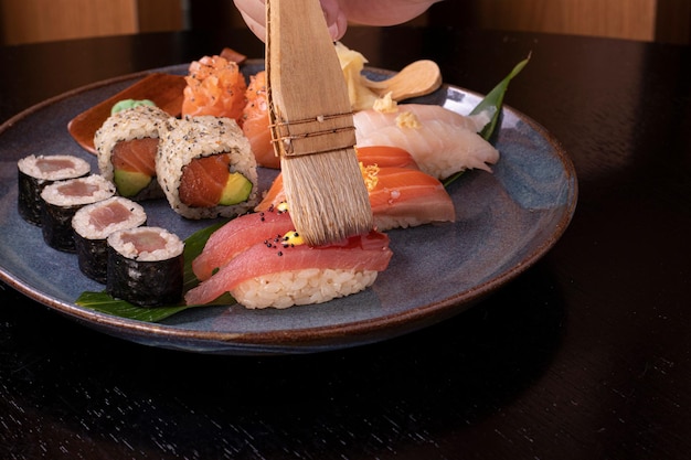 Close up of sushi rolls