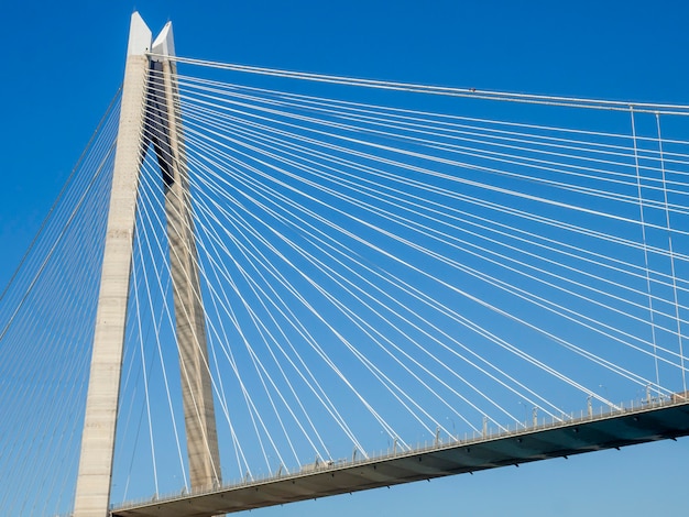 Close up suspension bridge structure part of yavuz sultan selim bridge in istanbul connecting asia