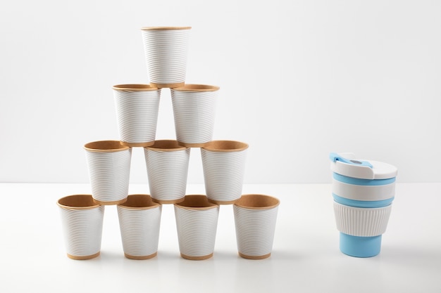 Close up on sustainable drinking cup  alternatives