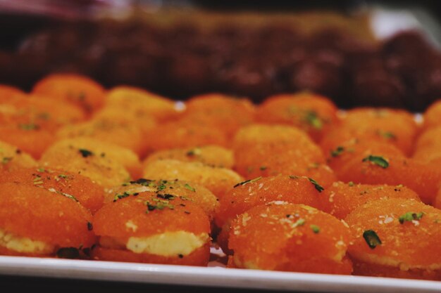 Close-up of sweets in plate