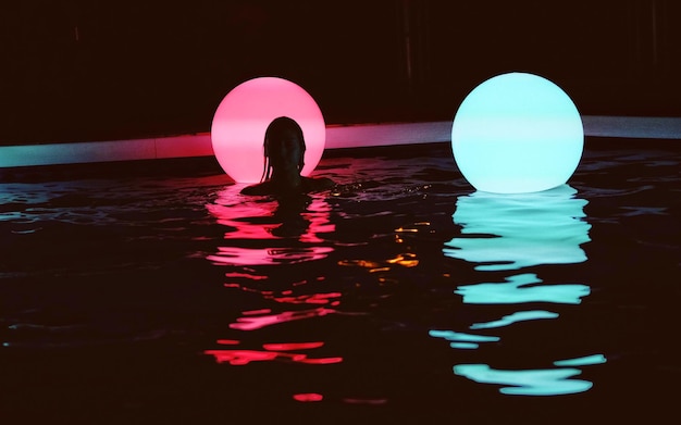 Close-up of in swimming pool at night