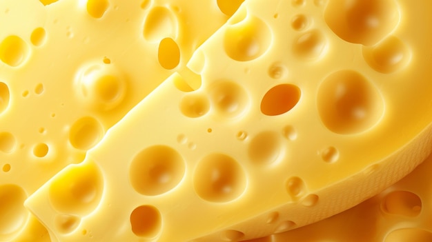 Close up of Swiss cheese with characteristic holes suitable for culinary themes or dairy related con