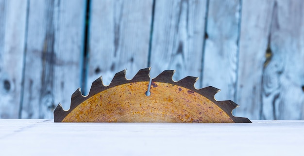 Close up of table circular saw blade