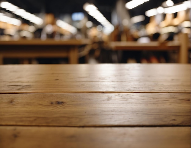 Close up table top view for product presentation background is blurry shop industrial classroom