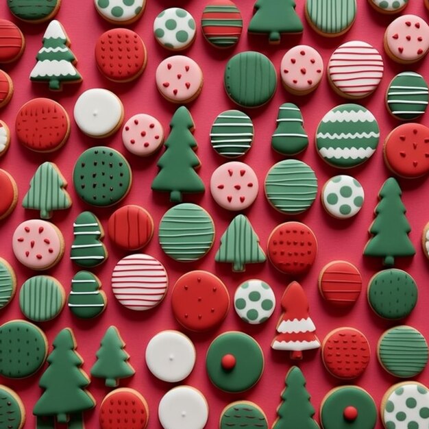 Photo a close up of a table with a lot of decorated cookies generative ai