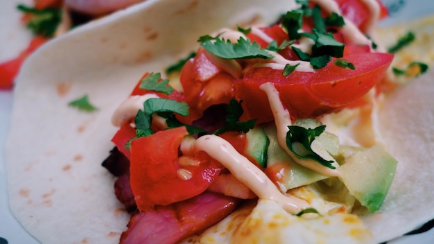 Photo close-up of taco in plate