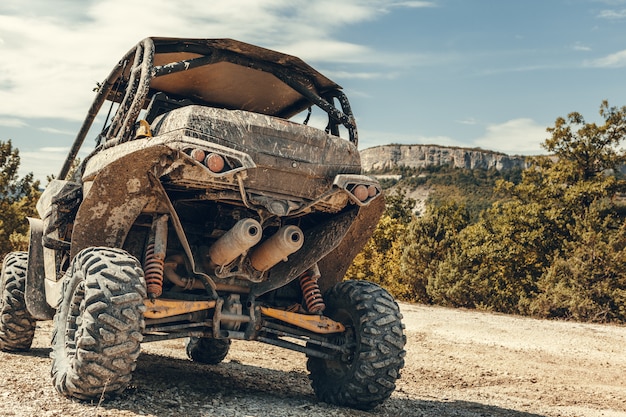 Close-up tail view of ATV quad bike.