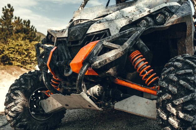 Close-up tail view of ATV quad bike.