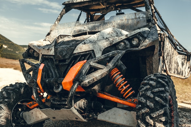 Close-up tail view of ATV quad bike.