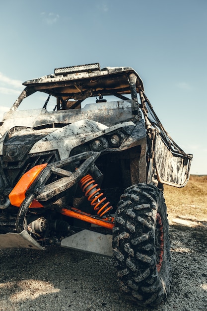 Close-up tail view of ATV quad bike.