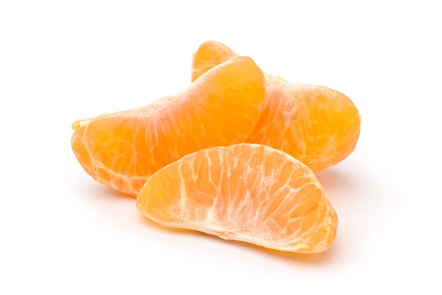 Close-up tangerine segment isolated on white