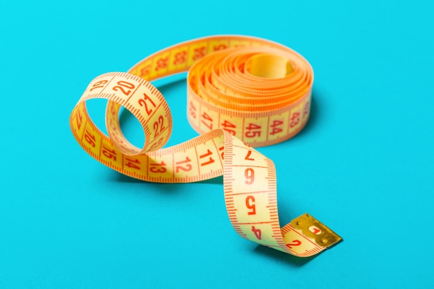 Close up of tangled measuring tape 