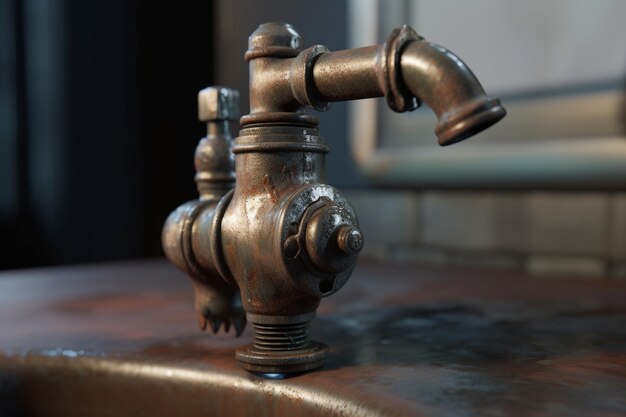 A close up of a tap with the word water on it