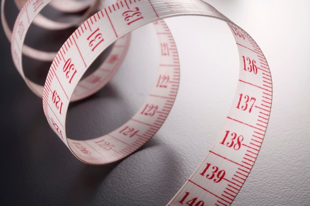 close-up of tape measure on gray table