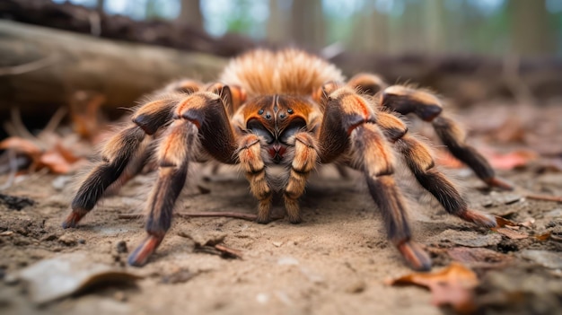 Close Up of a Tarantula Spider on the Ground