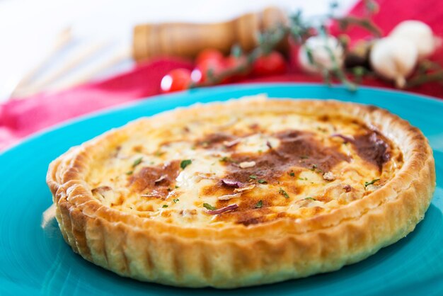 Close-up of tart on table