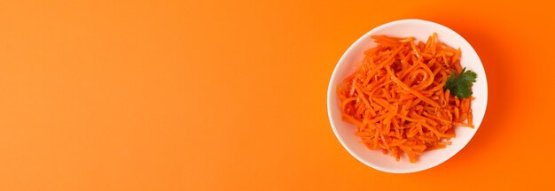 Close up on tasty carrot salad in bowl